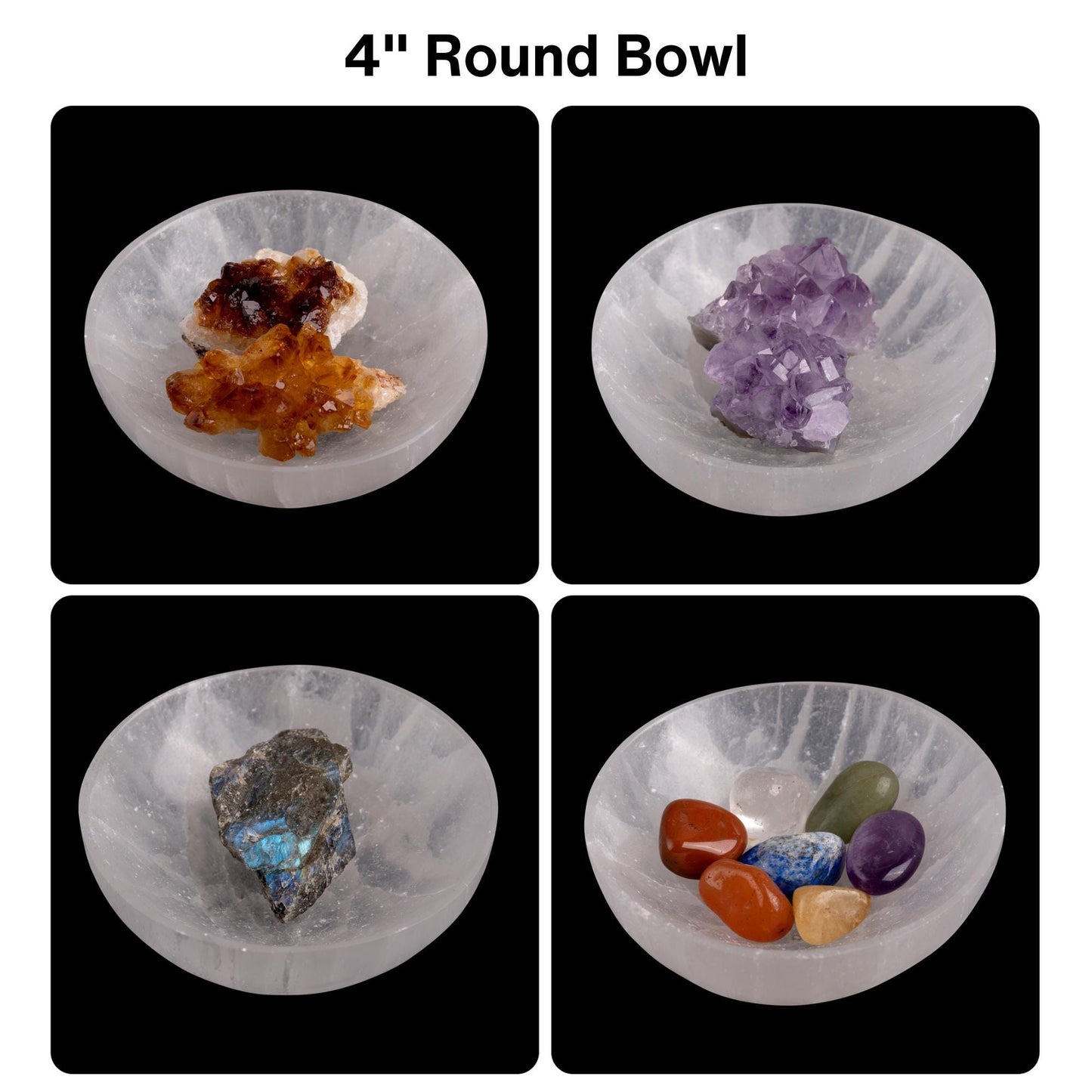 Selenite Charging Bowl, Four Sizes 2.25", 4", 5.5", & 7.5", Selenite Crystal, Meditation Bowl, Reiki, Jewelry Holder, Cleansing Bowl
