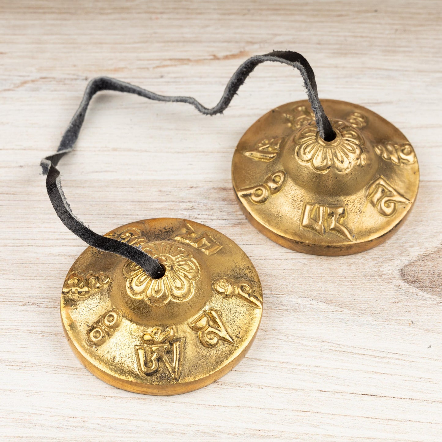 2.3" Tingsha Bell with Blue Case, Om Mani Mantra Design, Sound Healing Meditation Bell, Altar Bell, Energy Cleansing, Spiritual Healing Gift
