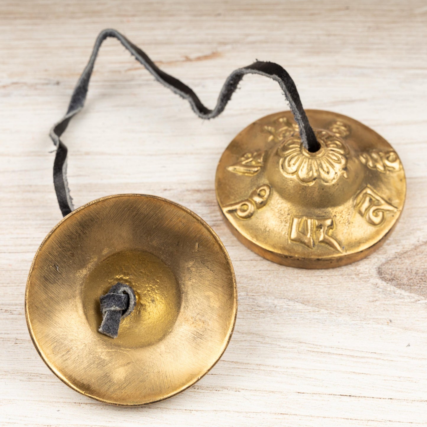 2.3" Tingsha Bell with Blue Case, Om Mani Mantra Design, Sound Healing Meditation Bell, Altar Bell, Energy Cleansing, Spiritual Healing Gift