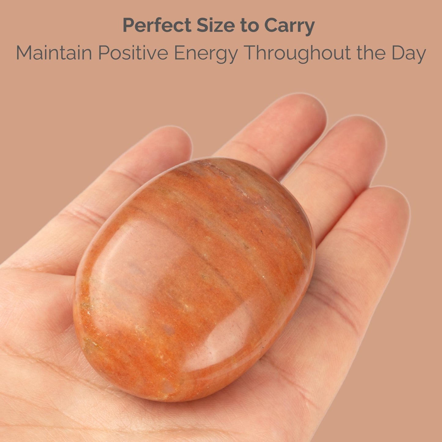 Peach Aventurine Palm Stone Crystal, Natural Healing Stone for Anxiety Relief, Meditation, Polished Puffy Pocket Stone, Spiritual Gift