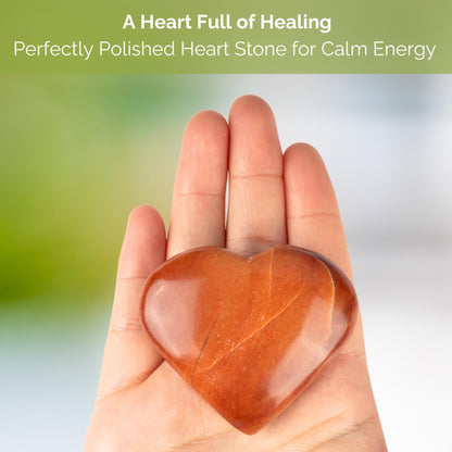Peach Aventurine Crystal Heart Palm Stone, Natural Healing Stone for Anxiety Relief, Meditation, Polished Puffy Heart Stone, Spiritual Gift