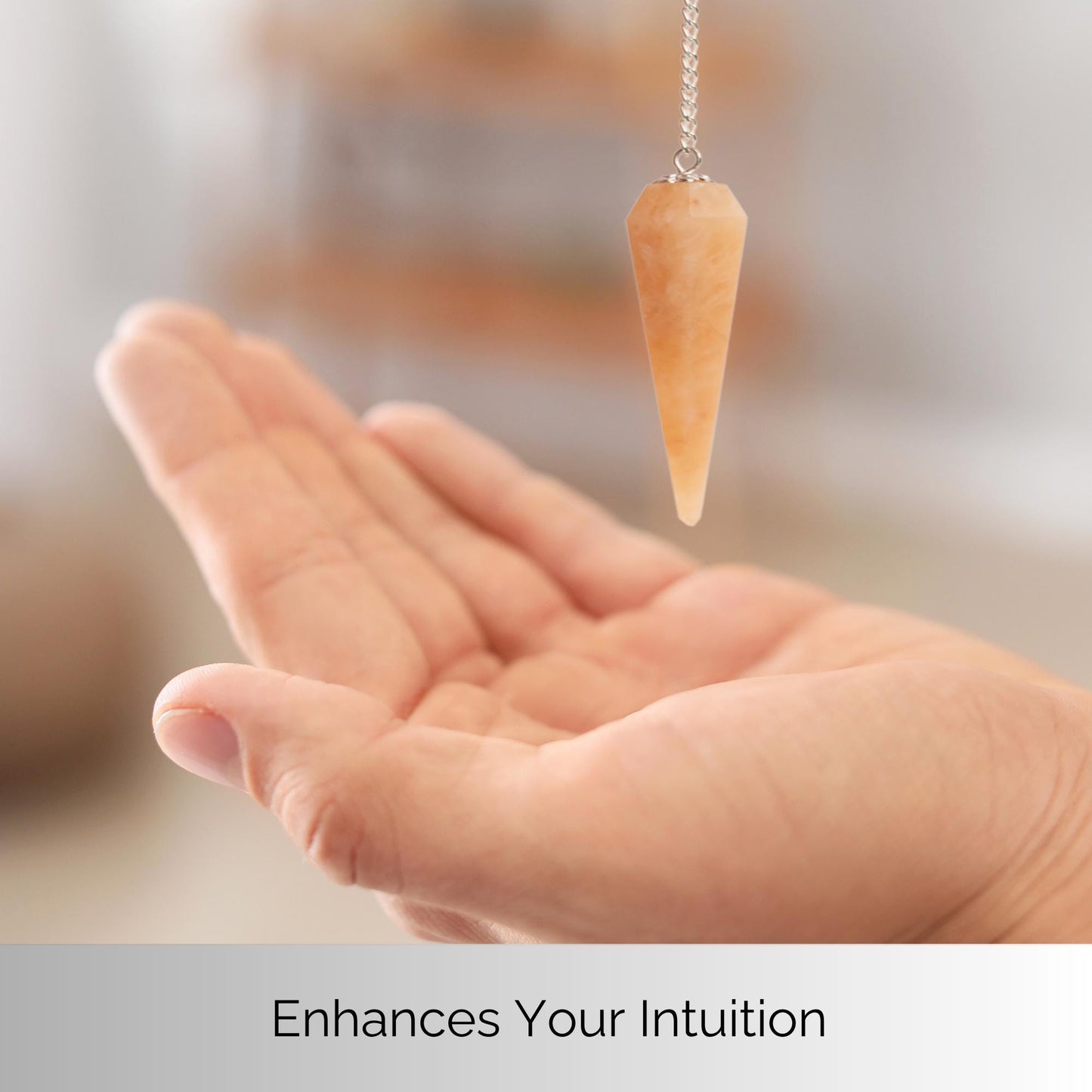 Peach Aventurine Pendulum Crystal, Faceted Pendulum Divination Tools, Dowsing Pendulum Crystal for Energy Work, Crystal Grid & Reiki Healing