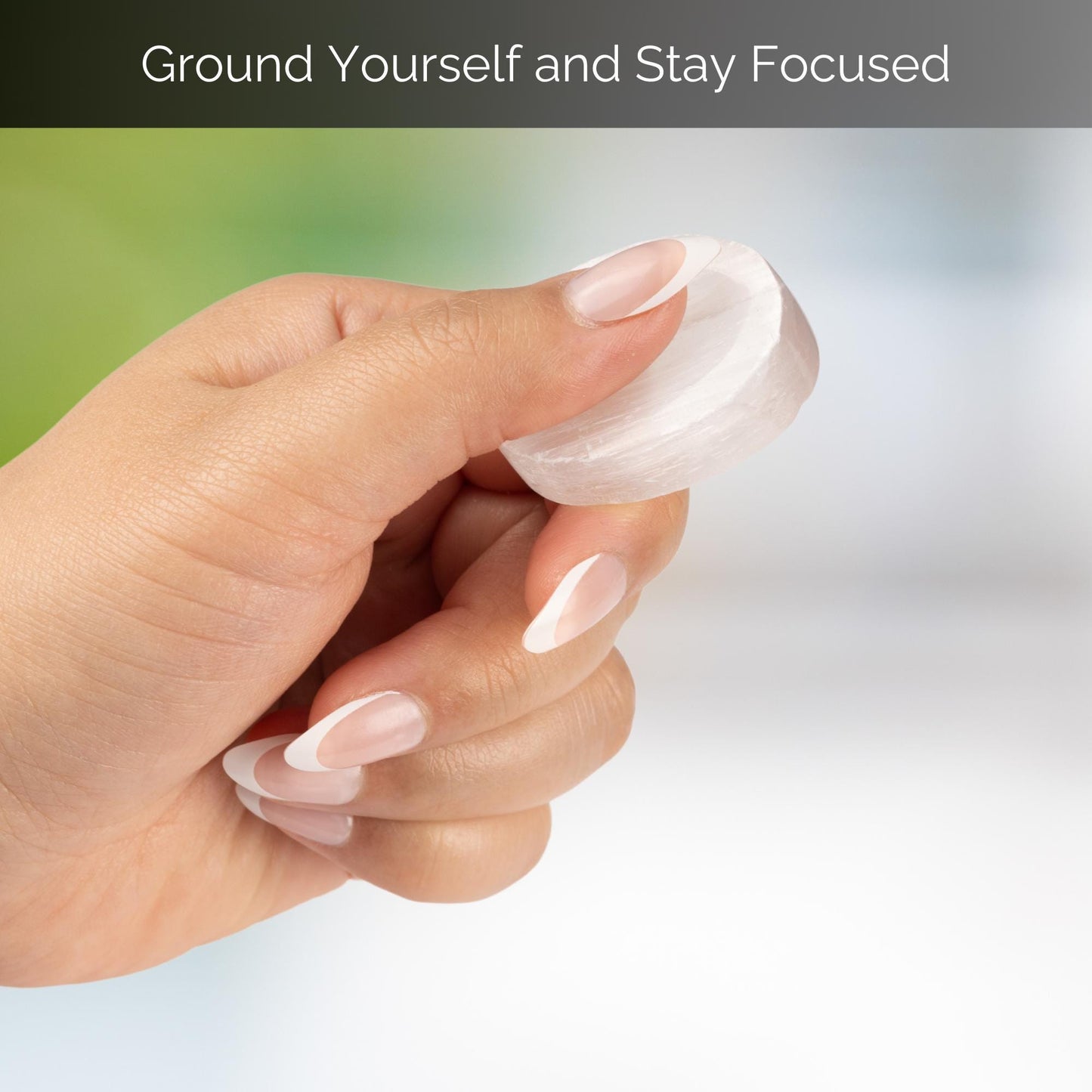 Selenite Crystal Worry Stone for Anxiety Relief, Healing Crystals, Natural Energy Healing Thumb Stone, Perfect Meditation & Spiritual Gift