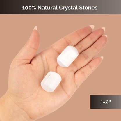 Selenite Crystal Tumble Stone Cylinder Shape, Authentic Polished Stone for Meditation, Spiritual Gifts, Chakra Healing, Reiki, & Energy Work