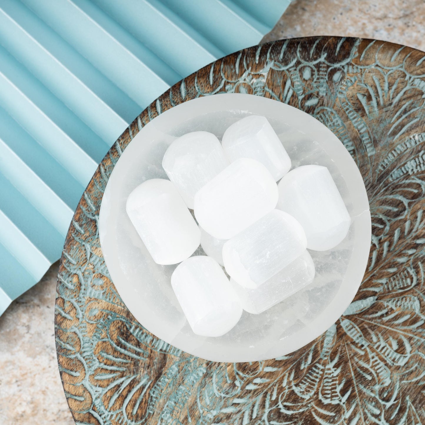Selenite Crystal Tumble Stone Cylinder Shape, Authentic Polished Stone for Meditation, Spiritual Gifts, Chakra Healing, Reiki, & Energy Work