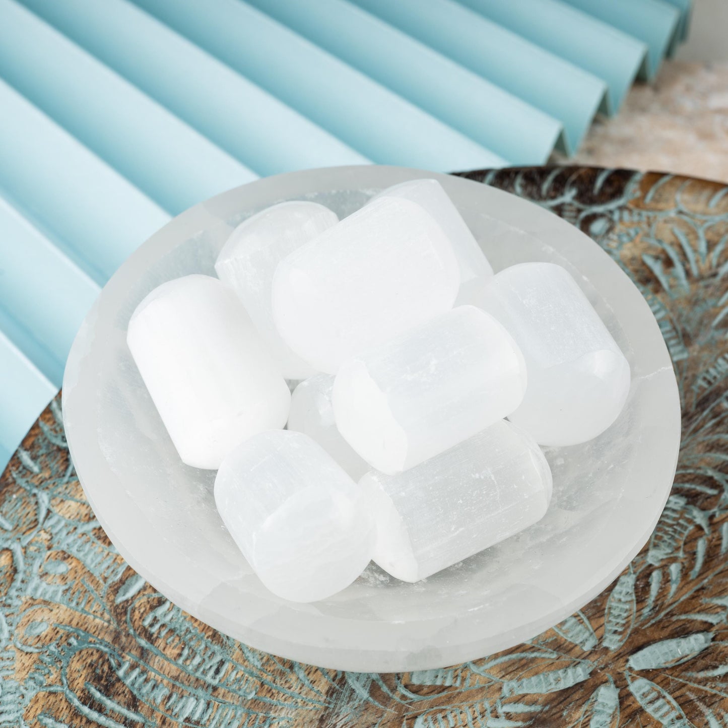 Selenite Crystal Tumble Stone Cylinder Shape, Authentic Polished Stone for Meditation, Spiritual Gifts, Chakra Healing, Reiki, & Energy Work