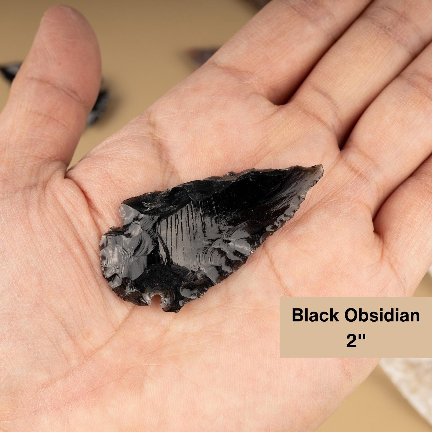 Hand Carved Crystal Arrowhead, 2" Black Obsidian, Clear Quartz, Fancy Jasper, & 1.5" Amethyst Arrowhead for Protection, Strength, Grounding