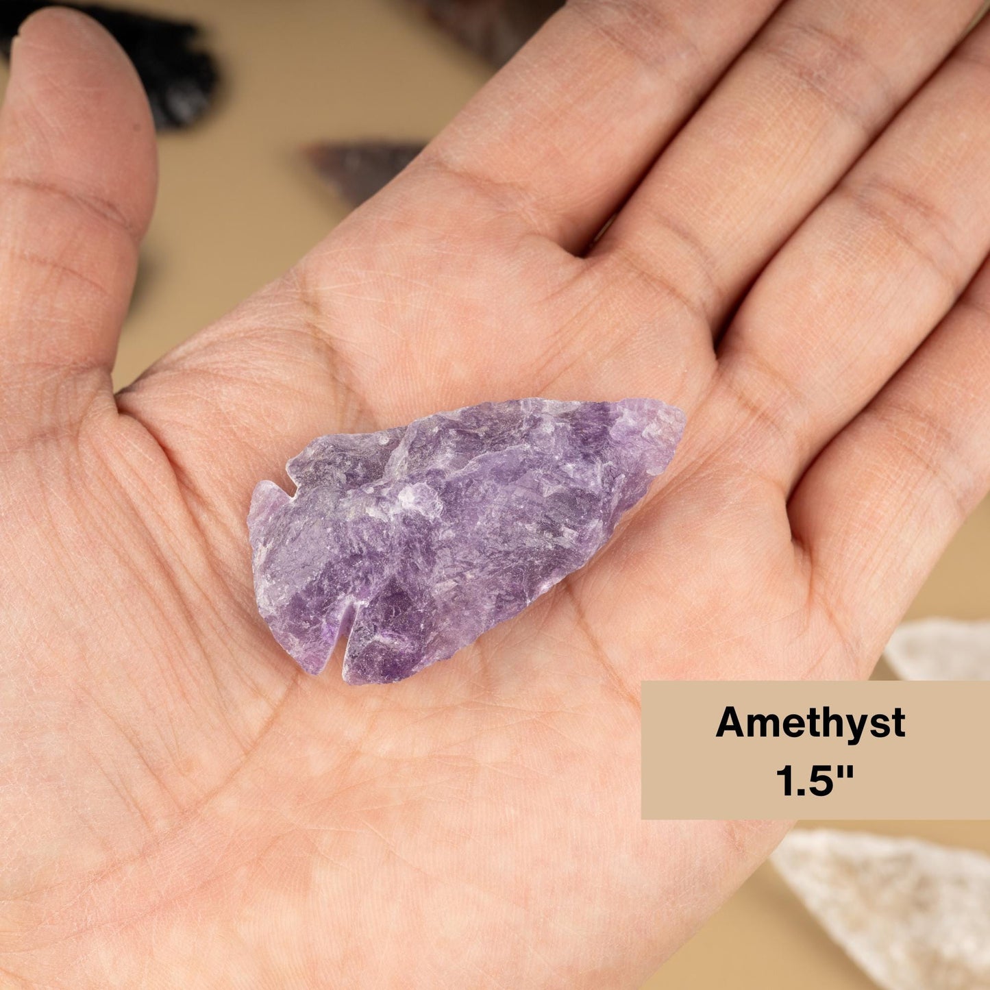 Hand Carved Crystal Arrowhead, 2" Black Obsidian, Clear Quartz, Fancy Jasper, & 1.5" Amethyst Arrowhead for Protection, Strength, Grounding