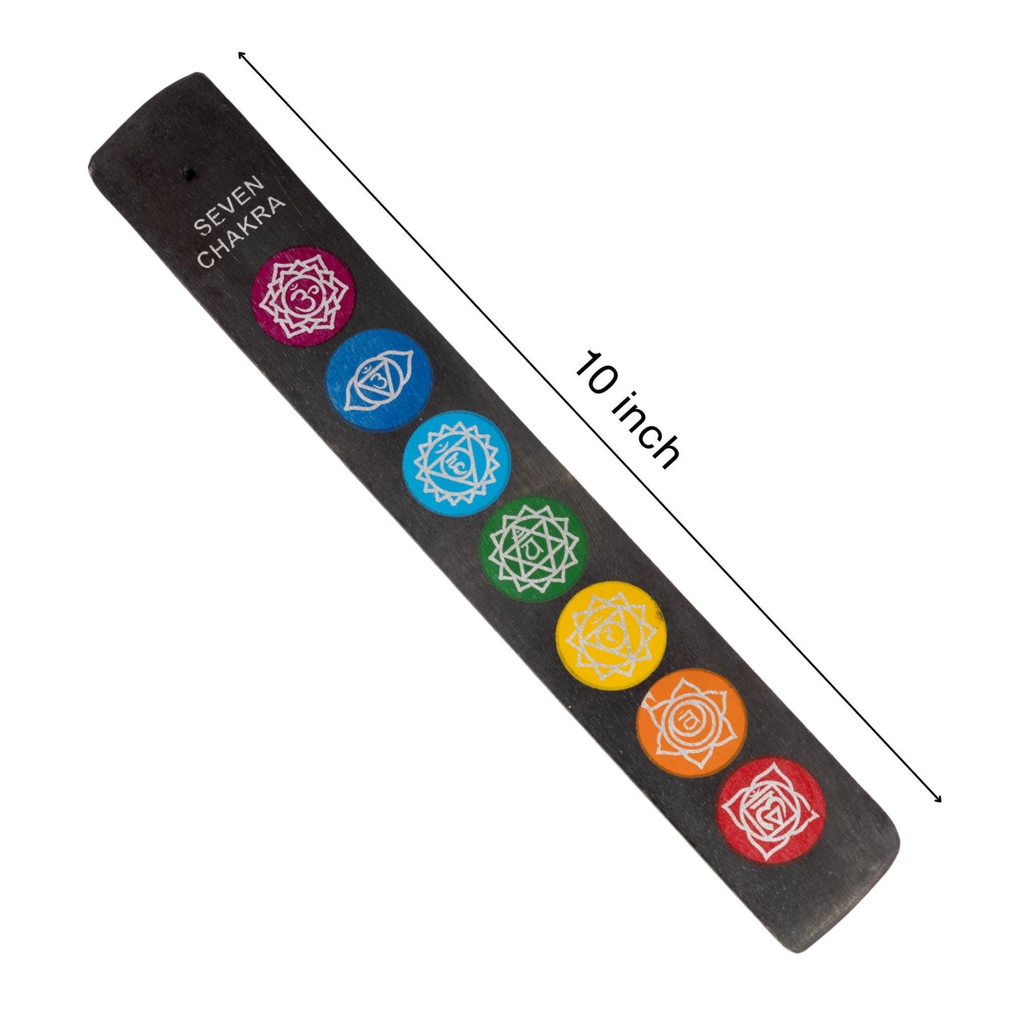 7 Chakra Wooden Incense Stick Ash Catcher, Hand Crafted Incense Holder, Home cleansing, Incense Burner, Spiritual and Meditation Gift, 10"