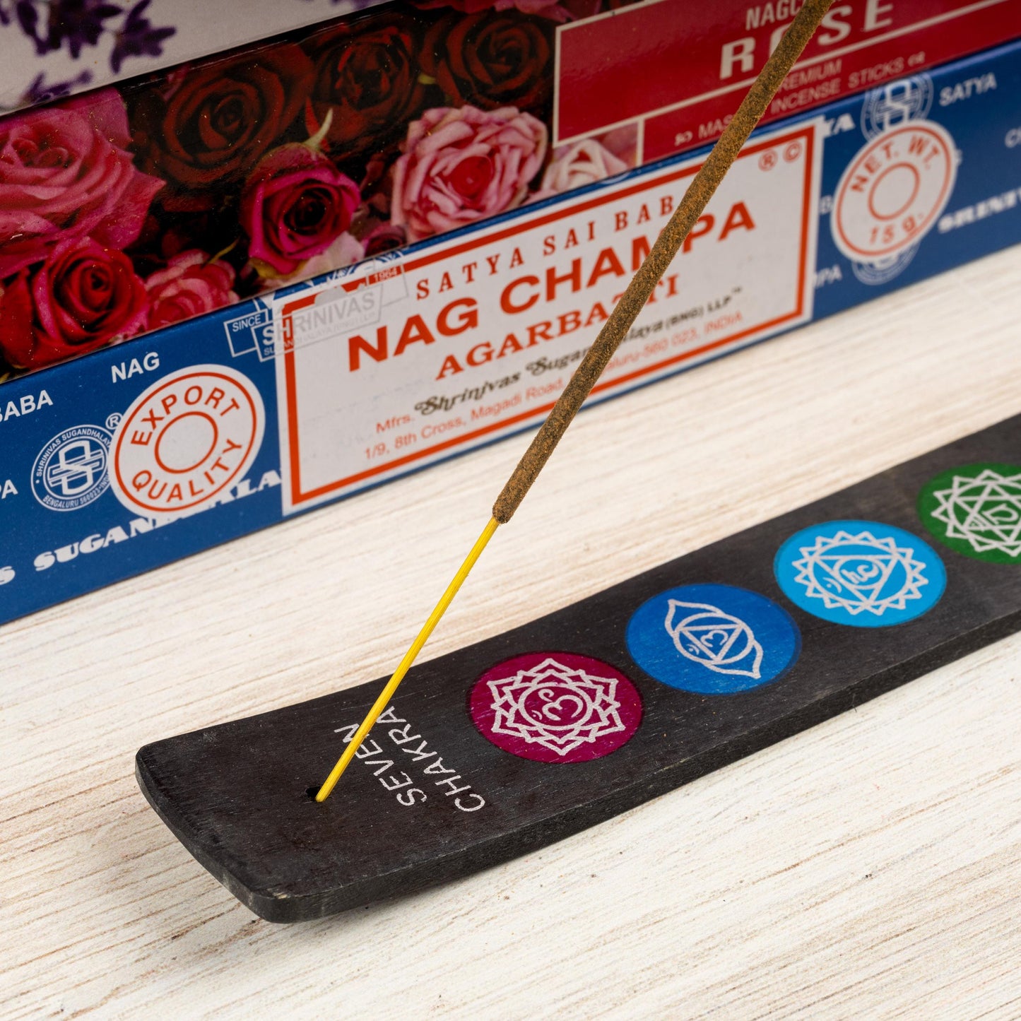 7 Chakra Wooden Incense Stick Ash Catcher, Hand Crafted Incense Holder, Home cleansing, Incense Burner, Spiritual and Meditation Gift, 10"