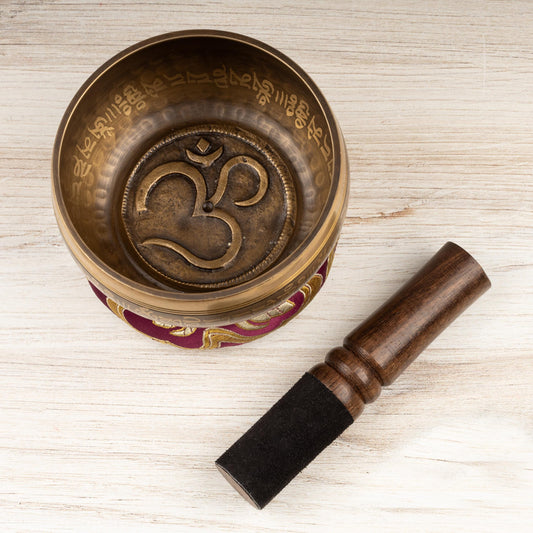 Tibetan Singing Bowl, Ohm Design, Meditation Bowl, Sound Bowl Chakra Healing, Handcrafted Singing Bowl Set, Spiritual & Wellness Gift