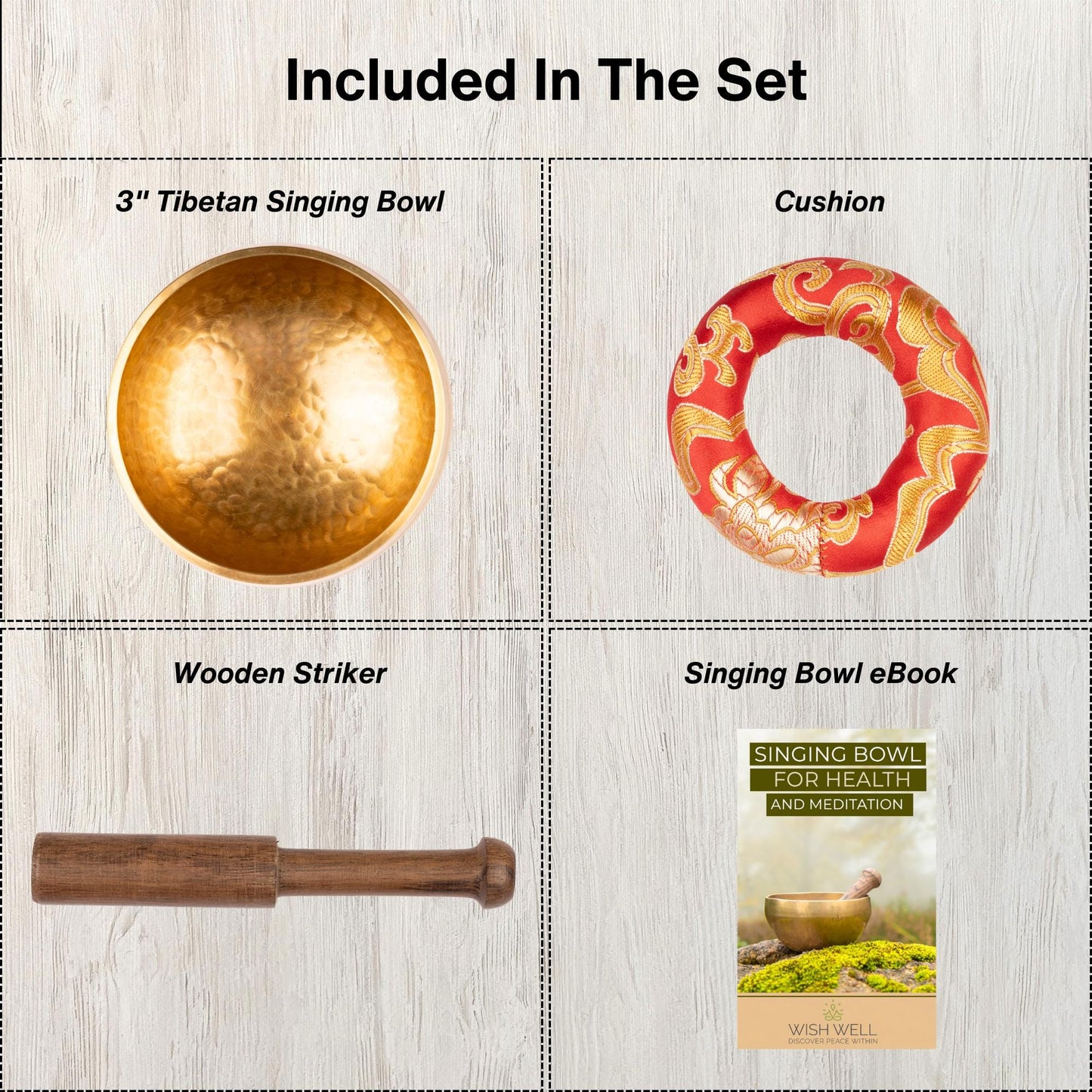 Tibetan Singing Bowl, 3" Hand-Hammered Design, Meditation Bowl, Sound Bowl Chakra Healing, Handcrafted Singing Bowl Set, Spiritual Gift