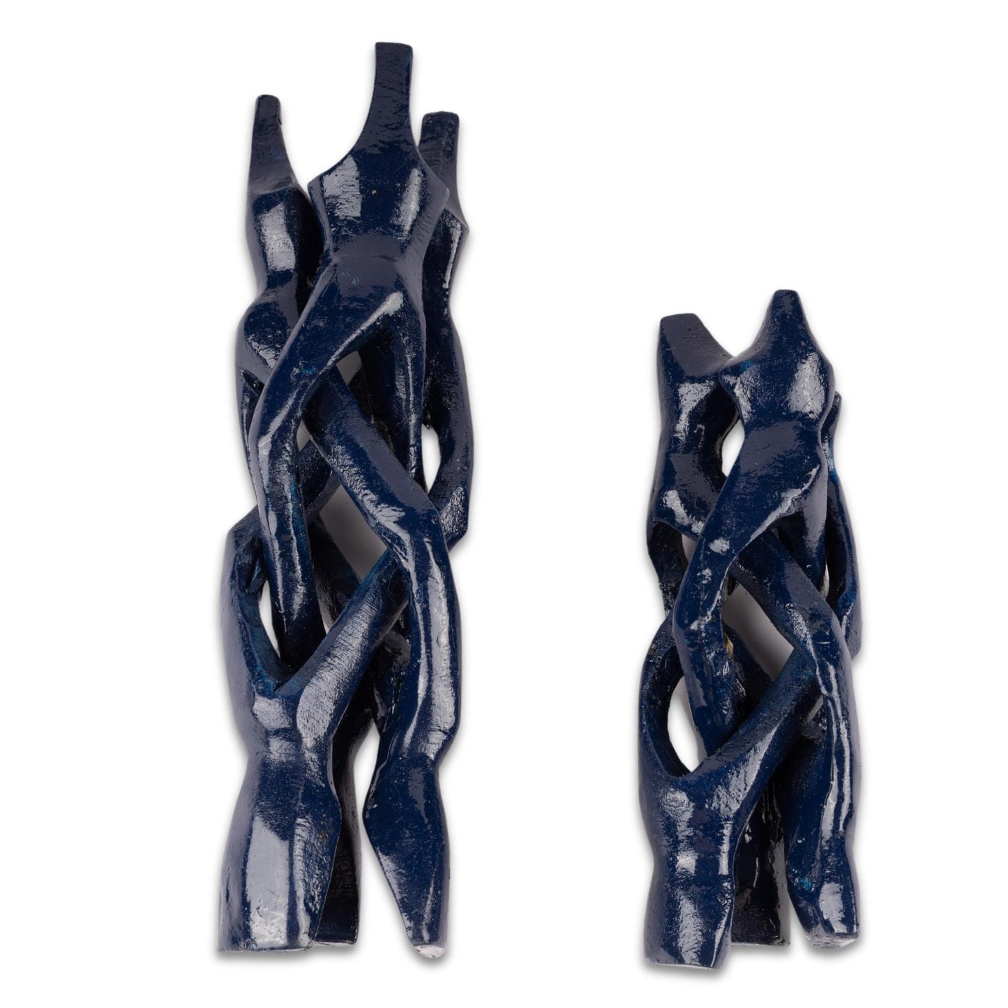Wish Well Navy Blue Wooden Tripod Stand, 4" & 6" Hand-Carved, Ideal for Abalone Shells, Decorative Bowls, Crystal Balls, Sphere, and Geodes