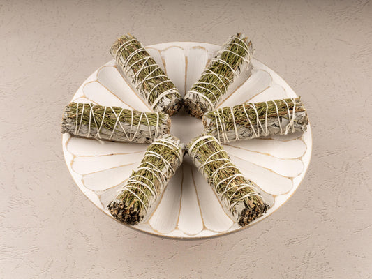 Rosemary with White Sage Smudge Stick – 4” Sage Bundle for Cleansing, Energy Healing, Meditation, Reiki, Includes Smudging Guide