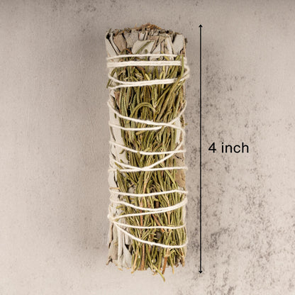 Rosemary with White Sage Smudge Stick – 4” Sage Bundle for Cleansing, Energy Healing, Meditation, Reiki, Includes Smudging Guide