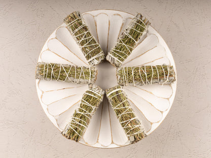 Rosemary with White Sage Smudge Stick – 4” Sage Bundle for Cleansing, Energy Healing, Meditation, Reiki, Includes Smudging Guide