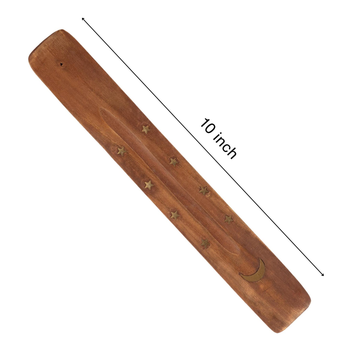 Moon Wooden Incense Stick Ash Catcher, Hand Crafted Incense Holder, Home cleansing, Incense Burner, Spiritual and Meditation Gift, 10"