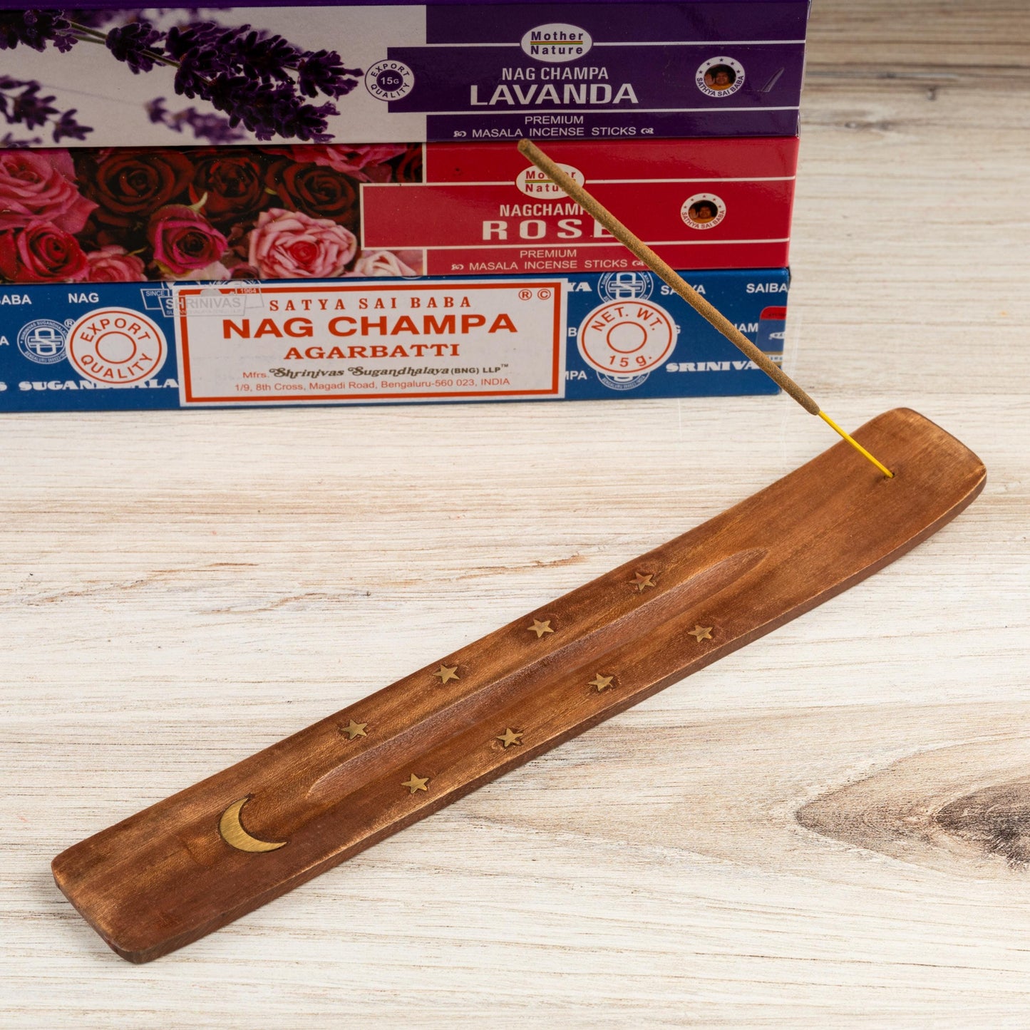 Moon Wooden Incense Stick Ash Catcher, Hand Crafted Incense Holder, Home cleansing, Incense Burner, Spiritual and Meditation Gift, 10"