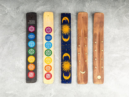 Wooden Incense Stick Ash Catcher, Hand Crafted Incense Holder, Home cleansing, Incense Burner, Spiritual and Meditation Gift, 5 Designs, 10"