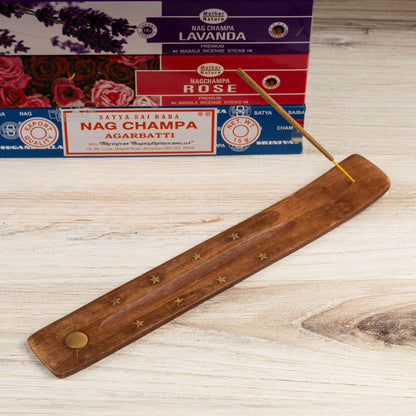 Sun Wooden Incense Stick Ash Catcher, Hand Crafted Incense Holder, Home cleansing, Incense Burner, Spiritual and Meditation Gift, 10"