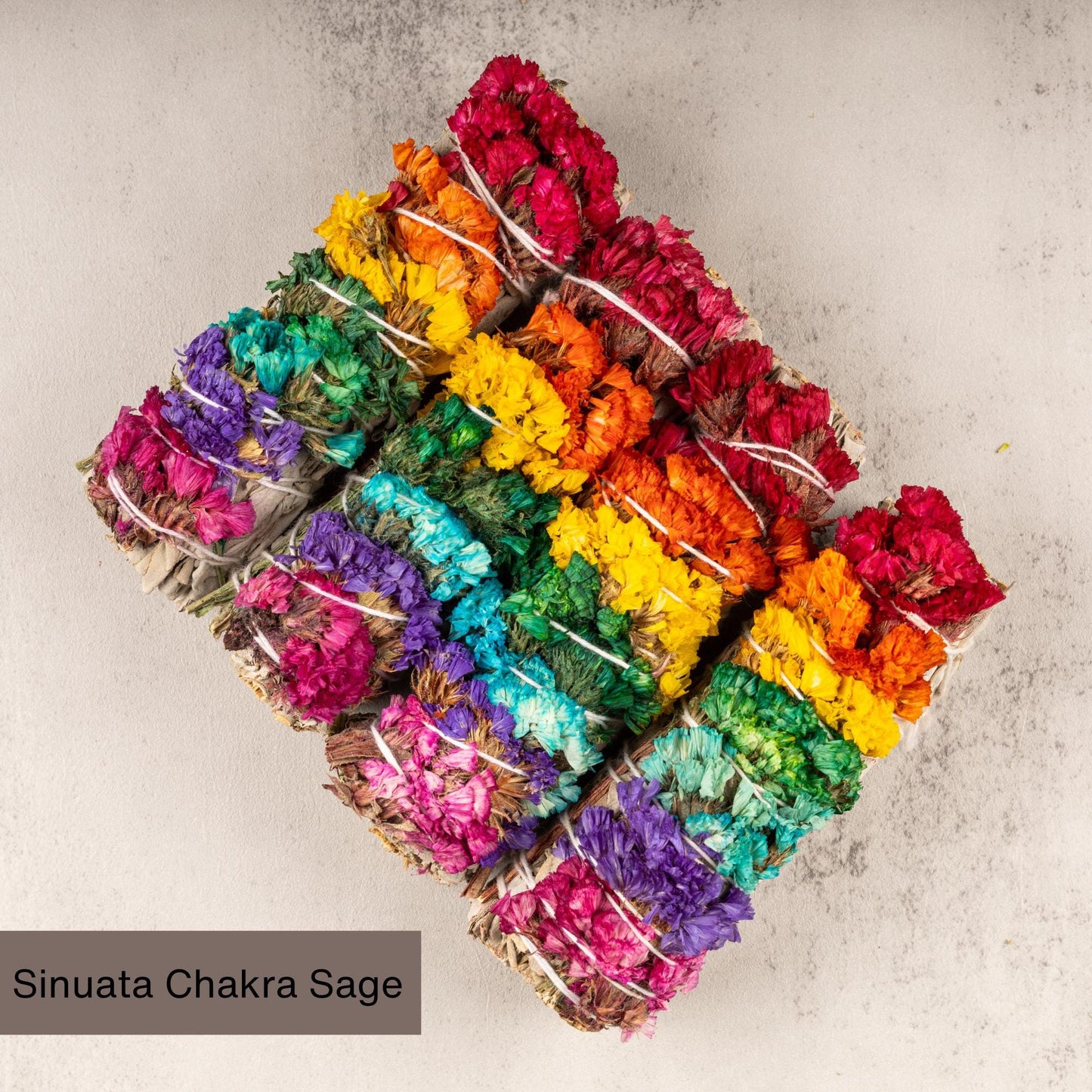 7 Chakra Sinuata Flower Sage Smudge Stick – 4” Sage Bundle for Cleansing, Energy Healing, Meditation & Reiki, Includes Smudging Guide