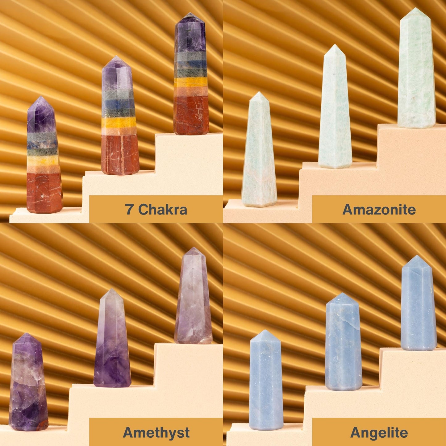 Natural Crystal Towers, Obelisk Point Energy Healing Tower, Polished Crystal Gemstone Point, Spiritual Decor, Large Selection 2.25-3"