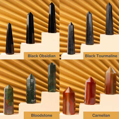 Natural Crystal Towers, Obelisk Point Energy Healing Tower, Polished Crystal Gemstone Point, Spiritual Decor, Large Selection 2.25-3"
