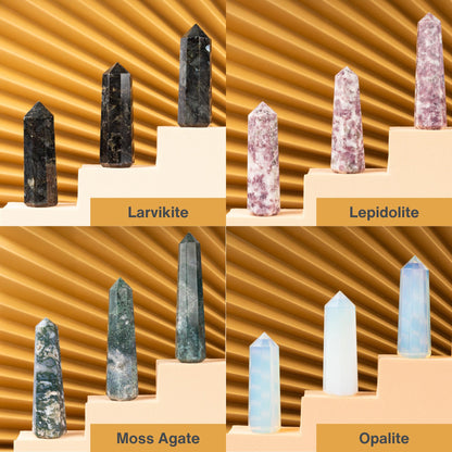 Natural Crystal Towers, Obelisk Point Energy Healing Tower, Polished Crystal Gemstone Point, Spiritual Decor, Large Selection 2.25-3"