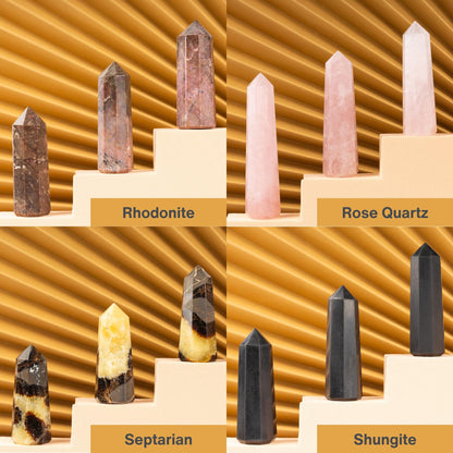 Natural Crystal Towers, Obelisk Point Energy Healing Tower, Polished Crystal Gemstone Point, Spiritual Decor, Large Selection 2.25-3"