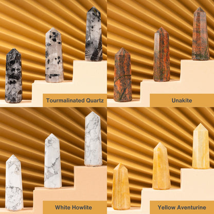 Natural Crystal Towers, Obelisk Point Energy Healing Tower, Polished Crystal Gemstone Point, Spiritual Decor, Large Selection 2.25-3"