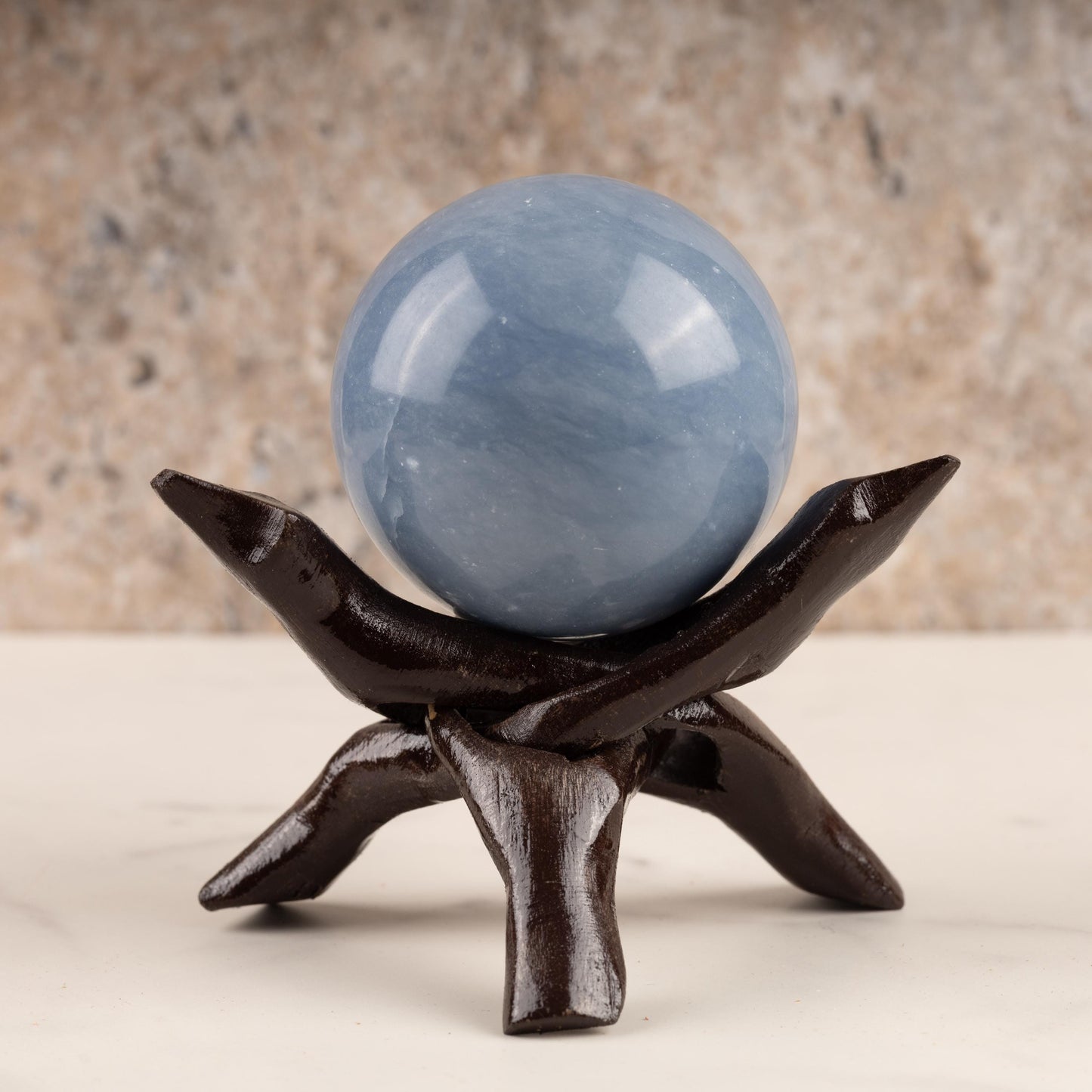 Wish Well Brown Wooden Tripod Stand, 4" & 6" Hand-Carved, Ideal for Abalone Shells, Decorative Bowls, Crystal Balls, Sphere, and Geodes