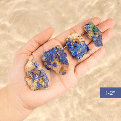 Raw Azurite with Malachite Inclusion, Natural Blue Azurite Gemstone, Healing Crystals for Meditation, Crystal Decor, Chakra Healing, 3 sizes
