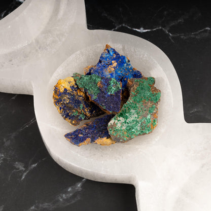 Raw Azurite with Malachite Inclusion, Natural Blue Azurite Gemstone, Healing Crystals for Meditation, Crystal Decor, Chakra Healing, 3 sizes