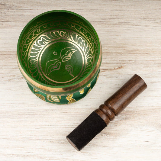Tibetan Singing Bowl, Buddha's Eye Design, Meditation Bowl, Sound Bowl Chakra Healing, Handcrafted Singing Bowl Set, Spiritual Wellness Gift