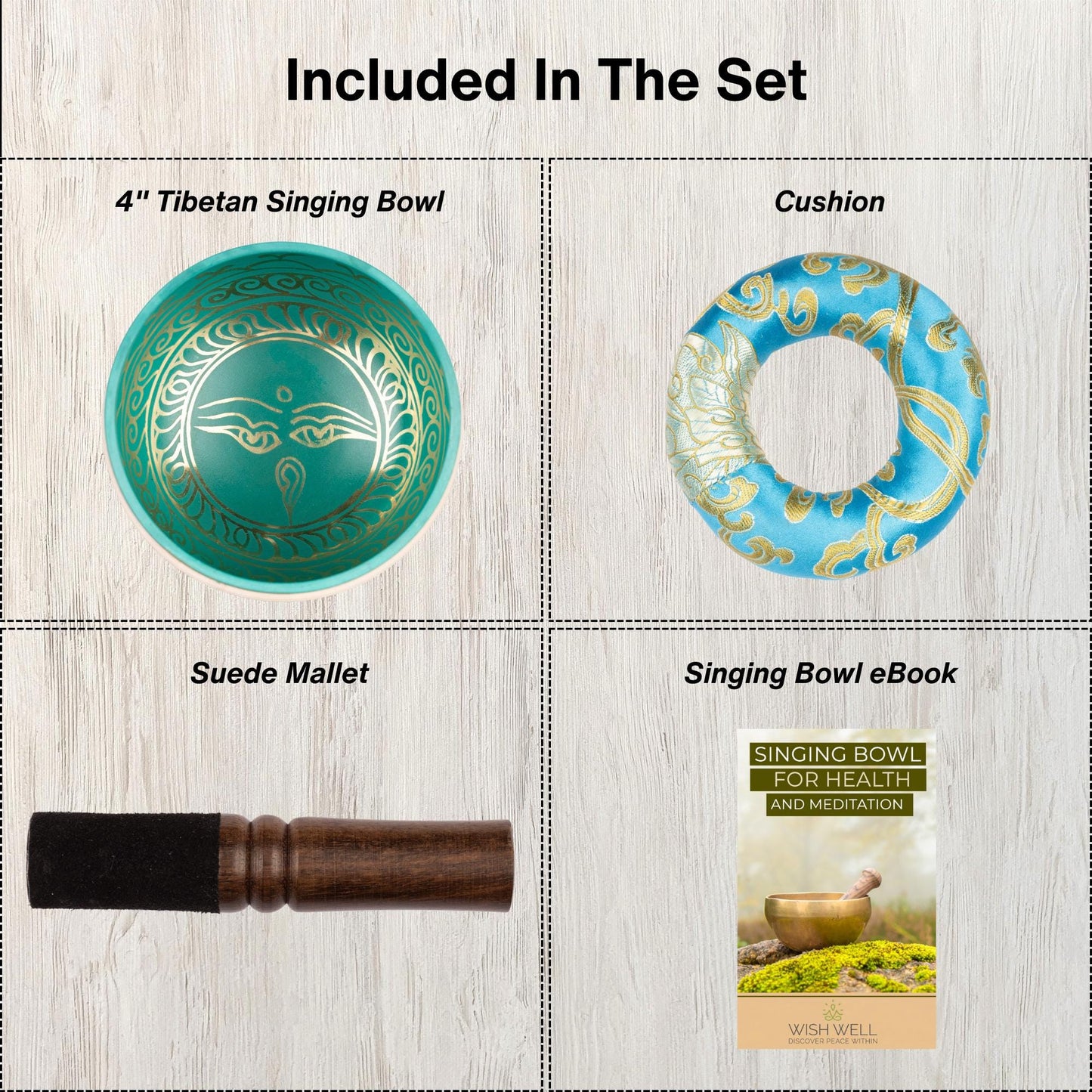Tibetan Singing Bowl, Buddha's Eye Design, Meditation Bowl, Sound Bowl Chakra Healing, Handcrafted Singing Bowl Set, Spiritual Wellness Gift
