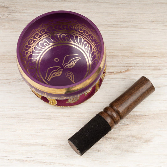 Tibetan Singing Bowl, Buddha's Eye Design, Meditation Bowl, Sound Bowl Chakra Healing, Handcrafted Singing Bowl Set, Spiritual Wellness Gift
