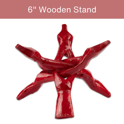 Wish Well Red Wooden Tripod Stand, 4" & 6" Hand-Carved, Ideal for Abalone Shells, Decorative Bowls, Crystal Balls, Sphere, and Geodes