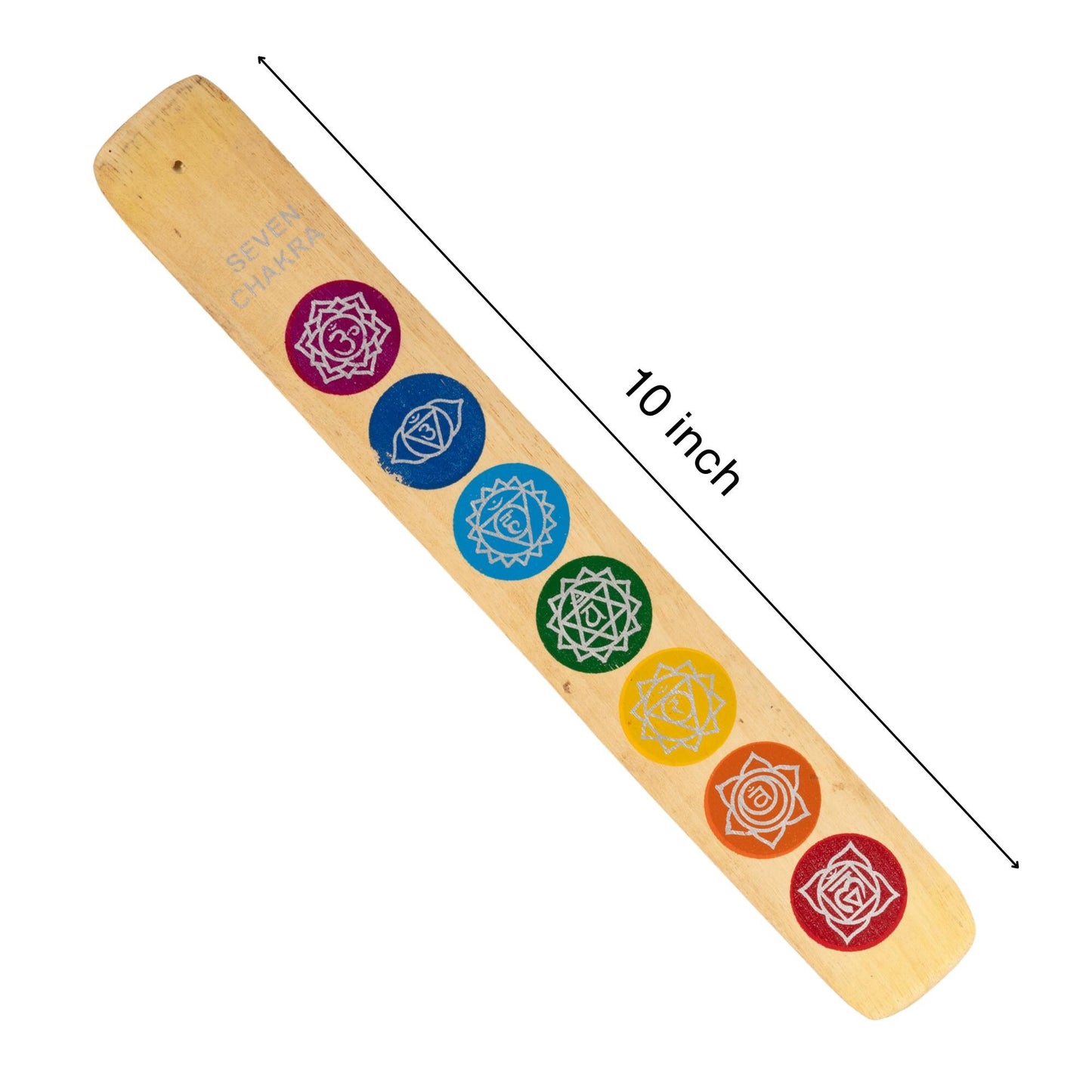 7 Chakra Wooden Incense Stick Ash Catcher, Hand Crafted Incense Holder, Home cleansing, Incense Burner, Spiritual and Meditation Gift, 10"