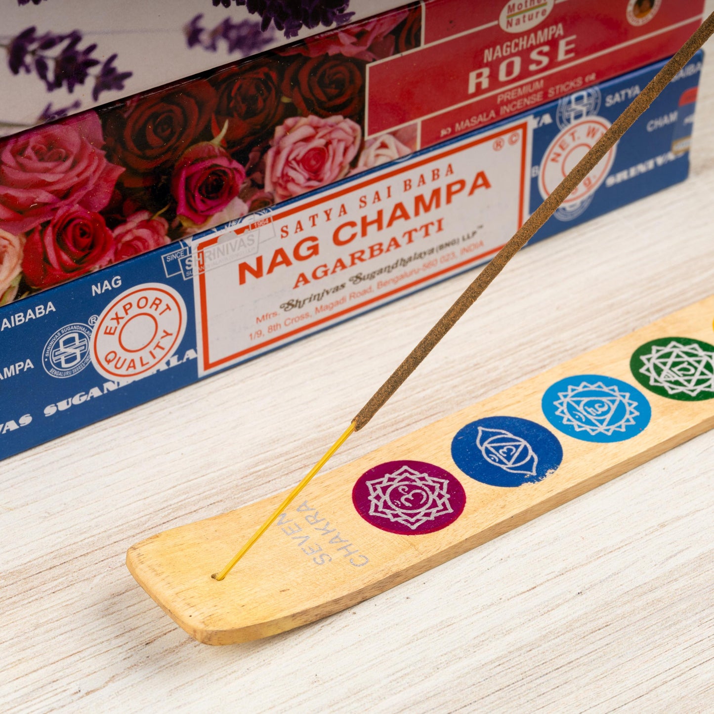 7 Chakra Wooden Incense Stick Ash Catcher, Hand Crafted Incense Holder, Home cleansing, Incense Burner, Spiritual and Meditation Gift, 10"