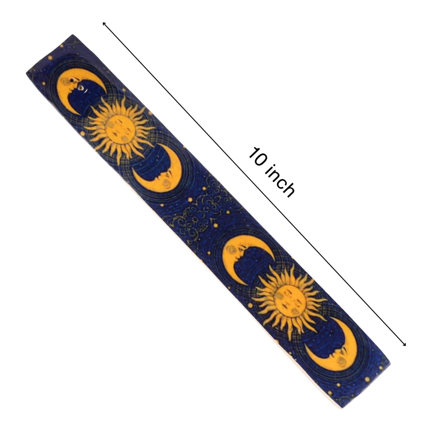 Sun & Moon Wooden Incense Stick Ash Catcher, Hand Crafted Incense Holder, Home cleansing, Incense Burner, Spiritual and Meditation Gift, 10"
