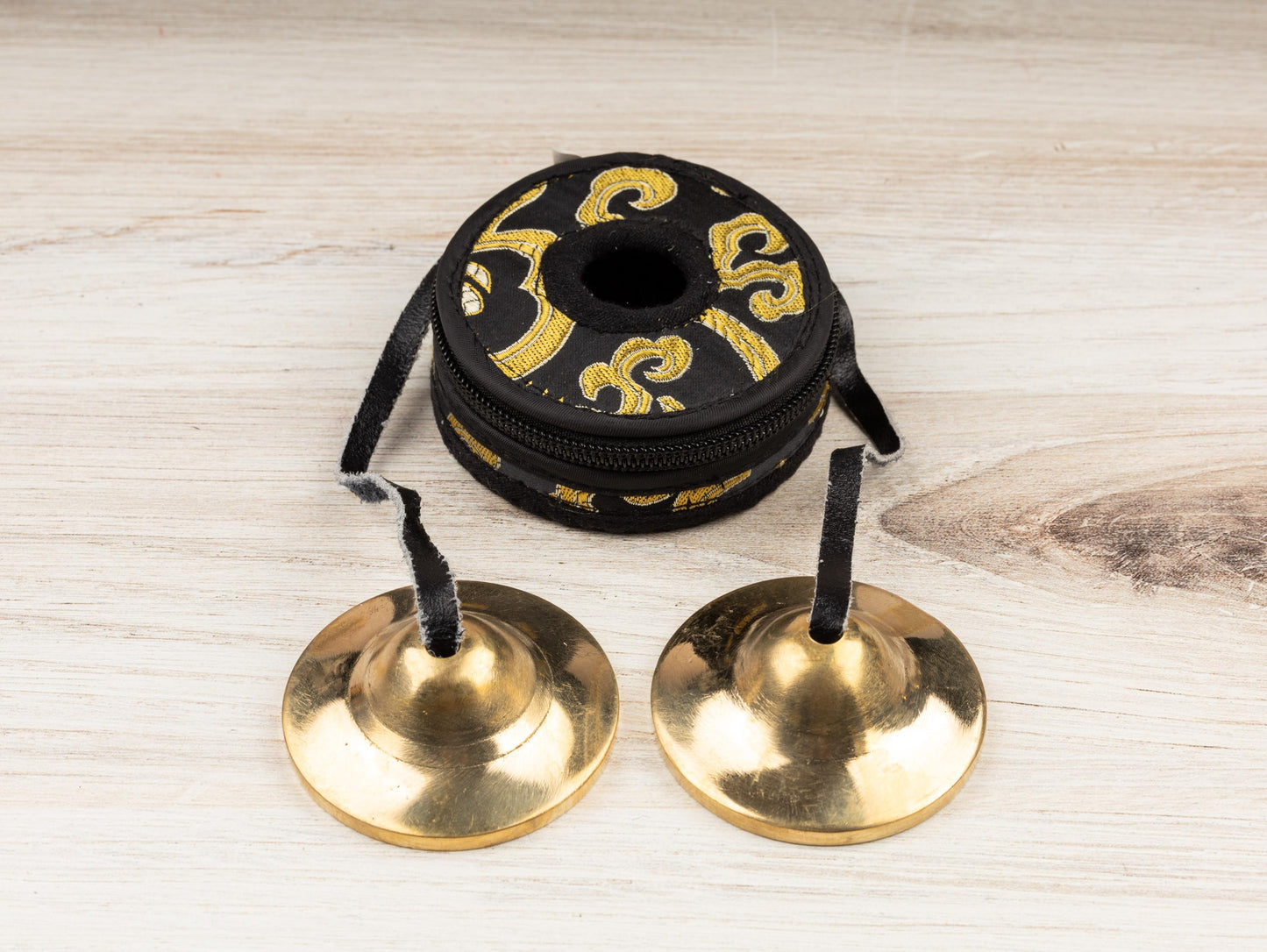2.3" Tingsha Bell with Black Case, Plain Brass Design, Sound Healing Meditation Bell, Altar Bell, Energy Cleansing, Spiritual Healing Gift