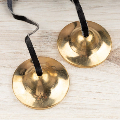 2.3" Tingsha Bell with Black Case, Plain Brass Design, Sound Healing Meditation Bell, Altar Bell, Energy Cleansing, Spiritual Healing Gift