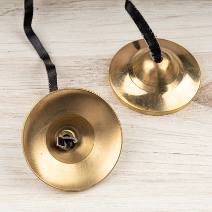 2.3" Tingsha Bell with Black Case, Plain Brass Design, Sound Healing Meditation Bell, Altar Bell, Energy Cleansing, Spiritual Healing Gift