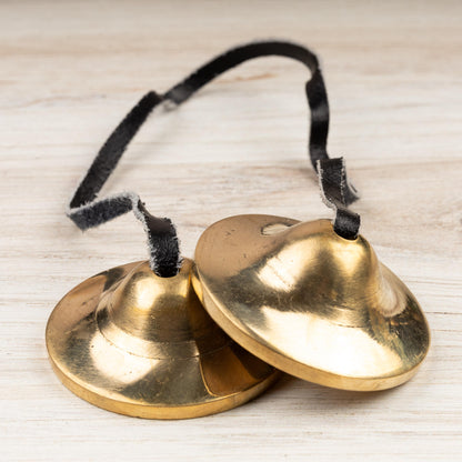 2.3" Tingsha Bell with Black Case, Plain Brass Design, Sound Healing Meditation Bell, Altar Bell, Energy Cleansing, Spiritual Healing Gift