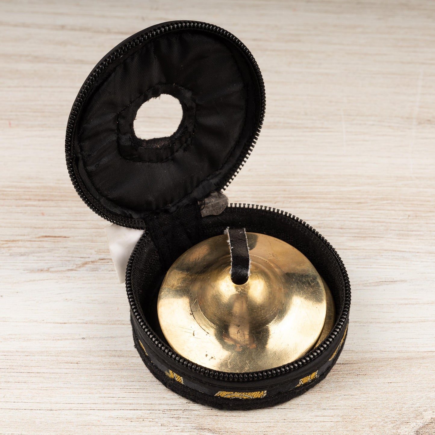 2.3" Tingsha Bell with Black Case, Plain Brass Design, Sound Healing Meditation Bell, Altar Bell, Energy Cleansing, Spiritual Healing Gift