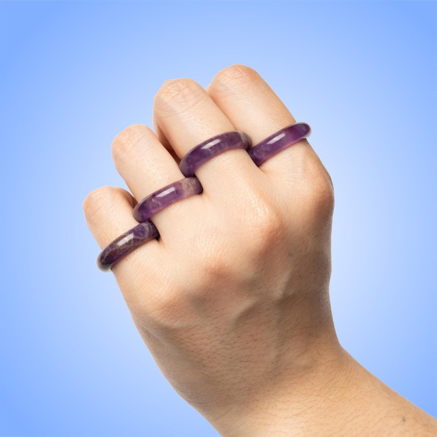 Healing Crystal Rings, Natural Stone Solid Bands, Jewelry Gifts, Energy Crystals, Minimalist Rings, US Sizes 7–10, 18 Natural Crystals