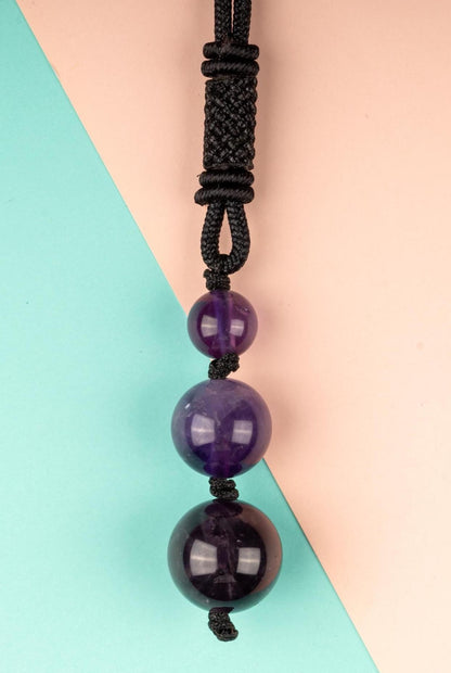 Beaded Crystal Necklace with 26" Adjustable Rope, Natural Crystal Jewelry Gift,  Amethyst, Rose Quartz, Tiger's Eye, Black Obsidian Necklace