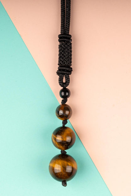 Beaded Crystal Necklace with 26" Adjustable Rope, Natural Crystal Jewelry Gift,  Amethyst, Rose Quartz, Tiger's Eye, Black Obsidian Necklace