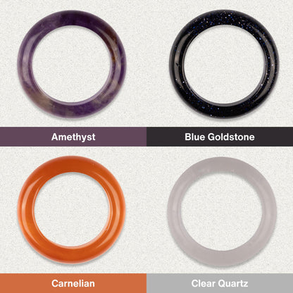 Healing Crystal Rings, Natural Stone Solid Bands, Jewelry Gifts, Energy Crystals, Minimalist Rings, US Sizes 7–10, 18 Natural Crystals