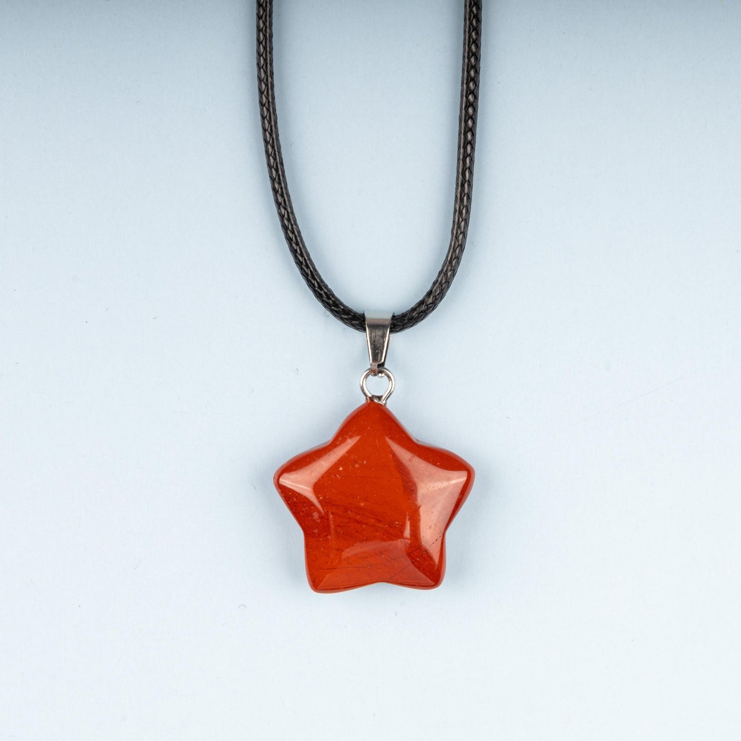 Star Pendant Crystal Necklace with 18" Black Cord, Natural Healing Crystal Jewelry Gift, Amethyst, Rose Quartz, Lapis Lazuli, Red Jasper
